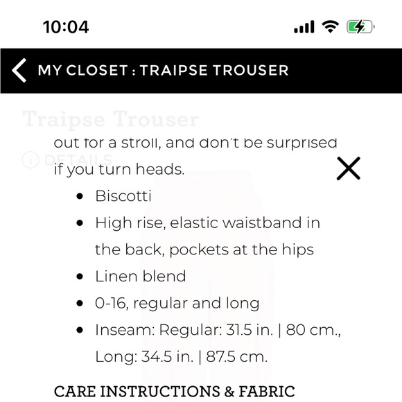 Brand new Cabi pants. Traipse style. Size 4. Biscotti color. - Picture 5 of 6